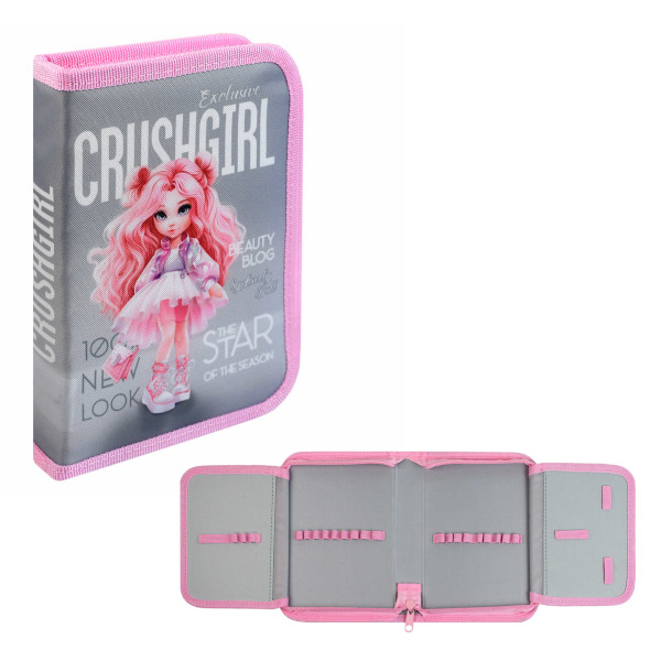 Пенал Феникс+ "Красотка" 1отд., 2 откид.планки, без напол., 20*13,3*3,5см, молния 68899