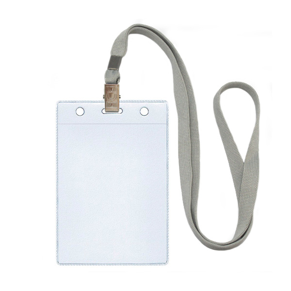 Бейдж 87*120мм вертикал., зажим/шнурок серый, пластик, прозрач. 1065.ВК-106 ДПС (1шт.)