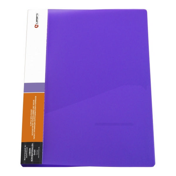 Папка с пружинным скоросшивателем, пластик А4 600мкм "Неон" фиолетовый, карман CF0047-IMVL Lamark