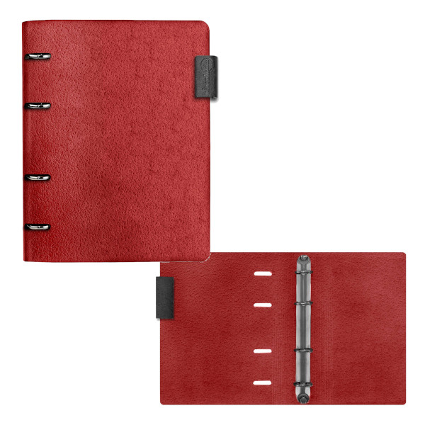 Обложка для тетрадных блоков А5+, 4 кольца, иск.кожа, бордовый "Хард" 67309 Escalada