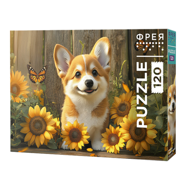 Пазлы 120 элем. "Корги в подсолнухах" 165*230мм PZL-120/05 ФРЕЯ