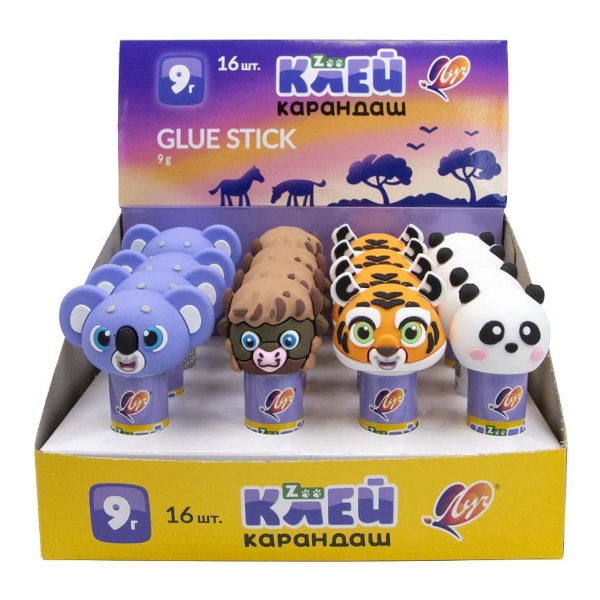 Клей-карандаш 9г, ПВП "Zoo" 34С 2258-08 Луч