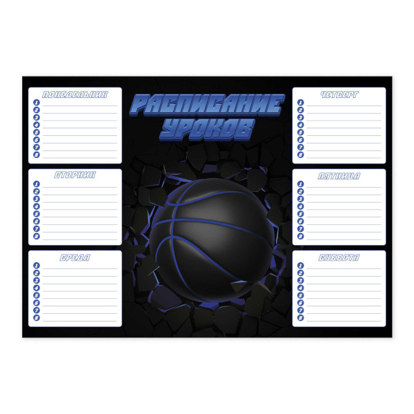 Расписание уроков А4 "Баскетбольный мяч" картон 68861 Феникс+