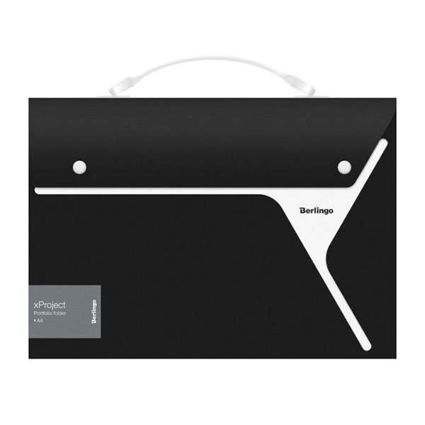 Портфель Berlingo "xProject" 13 отд., А4, пластик, черный/белый XF4_13221