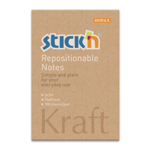 Липкий блок Stick`n "Kraft Notes" 51*76мм, 100л., крафт 21638