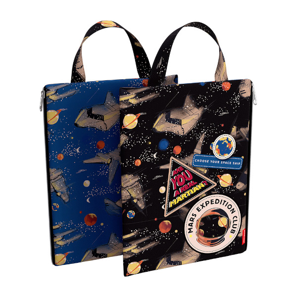 Папка с ручками А4 1отд., текстиль, молния "Red Planet" 52114 Erich Krause