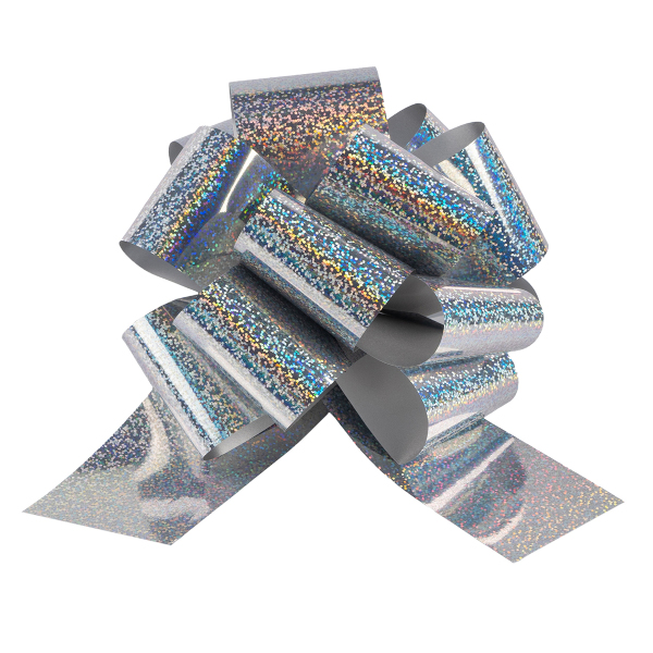 Бант для подарочной упаковки "Шар" 21см, голограф. серебро (1шт) 661026 Дон Баллон