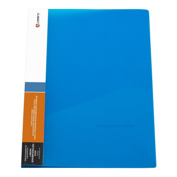 Папка с пружинным скоросшивателем, пластик А4 600мкм "Неон" синий, карман CF0047-IMBL Lamark