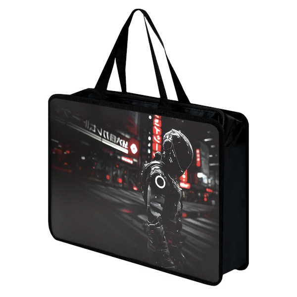 Папка с ручками А4 1отд., пластик, молния "Белая машина" 72352 Феникс+