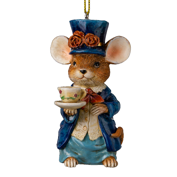 Украшение подвесное Erich Krause Decor "Мышь на чаепитии" 10см, полирезина 64527