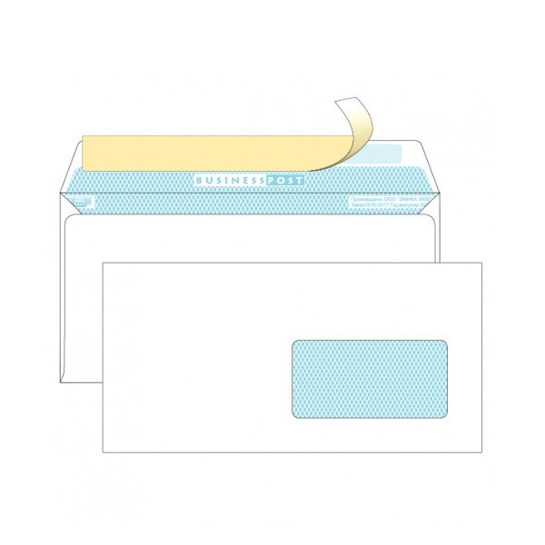 Конверт Е65 110*220мм правое окно 90х45, с запечаткой, 90гр/м2, BusinessPost Packpost