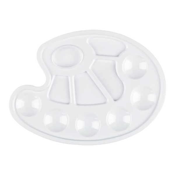 Палитра художника овальная, 6 отд. для красок, 4 отд. для смешивания, белая, прозр ПА01 Стамм