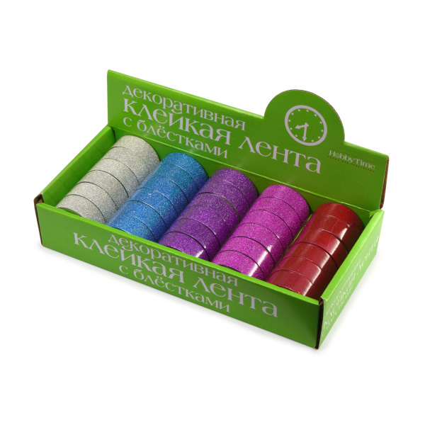 Клейкая лента 15мм*5м "Яркие цвета" ассорти 