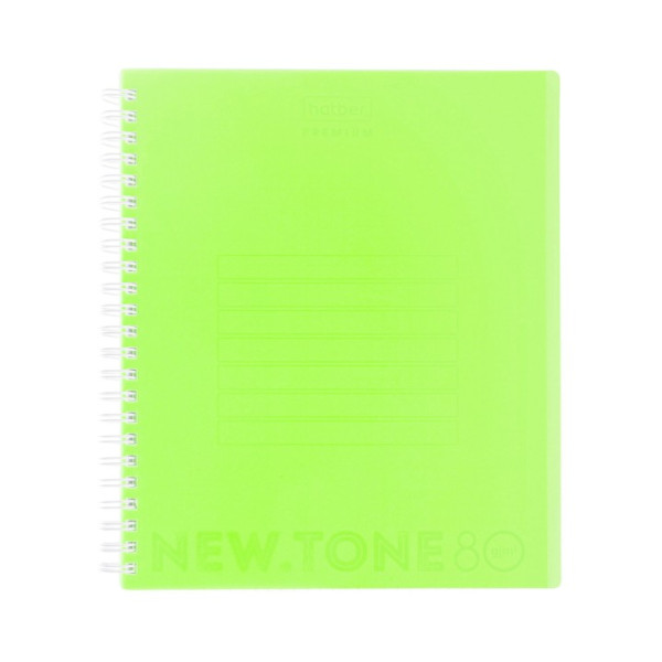 Тетрадь 80л А5 клетка/гребень "NEWtone Neon Лайм" пластик, лаймовый 80Т5A1гр_00934 Hatber