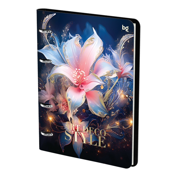 Тетрадь 120л А5 клетка на кольцах "Flowers" иск.кожа, рисунок N5r120 59500 BG