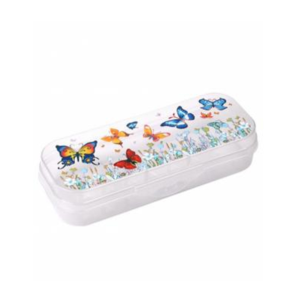 Пенал-футляр пластик 1 отд., 21,7*9*4,3см "Бабочки" без напол. ПН100 Стамм