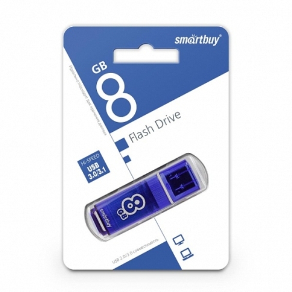 Память Flash Drive 8Gb USB 3.0 SmartBuy Glossy series dark blue SB8GBGS-DB