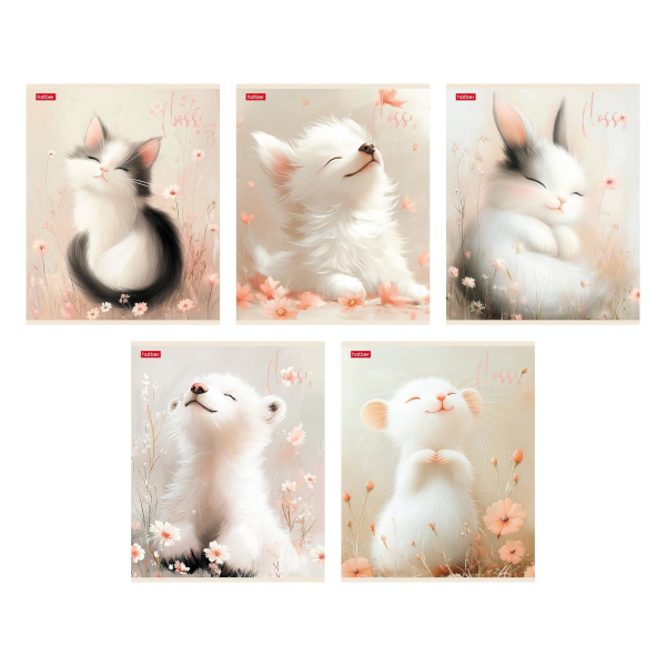 Тетрадь 48л А5 клетка "Flossy" картон, ассорти 48Т5лВ1 Hatber