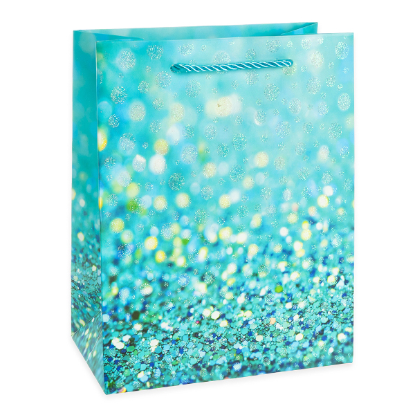 Пакет бумажный 23*18*10см "Гламур. Дизайн 3. Голубой с блестками" 503428 Дон Баллон
