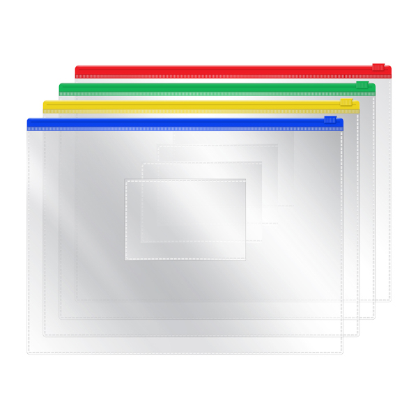 Папка на молнии "ZIP" А5, пластик, 120мкм, прозрач. ассорти ZB5_1780 OfficeSpace