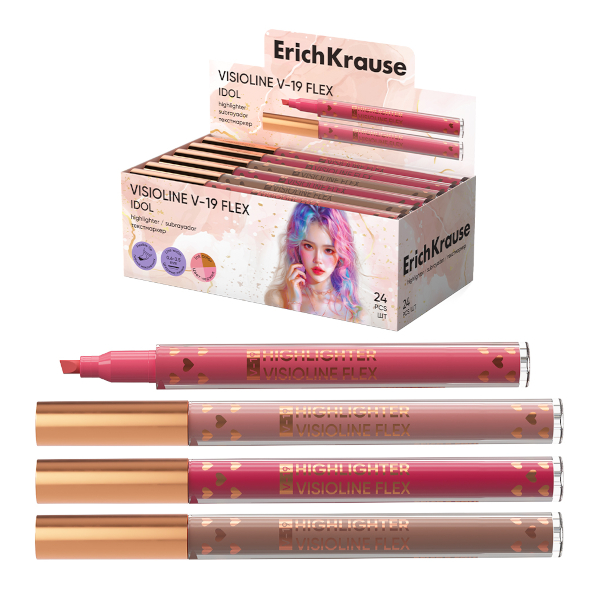 Текстовыделитель Erich Krause V-19 Flex Idol /ассорти/скош./0,6-3,5мм 63551