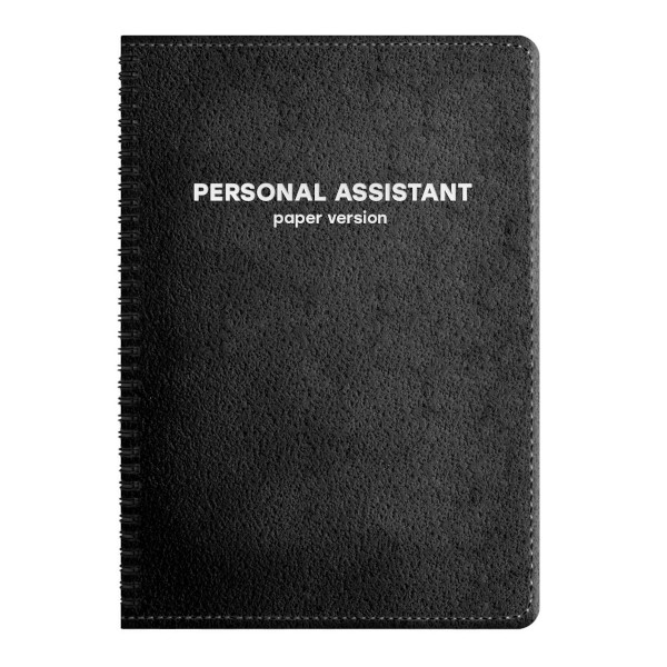 Записная книга А5+ 96л "Personal assistant" клетка, гребень, интегр.обл., иск.кожа, черн 67296 Escalada