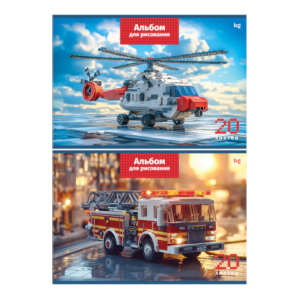 Альбом для рис 20л А4 "Конструктор" 100г/м2, картон обл., скоба, асорти АР4ск20 08595 BG