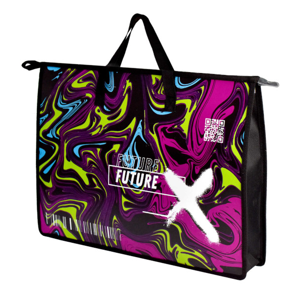 Папка с ручками А3 (450*330мм) 1отд., пластик, молния "Кислотный стиль" 66301 Феникс+