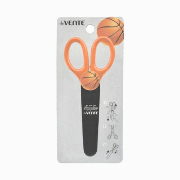 Ножницы 13,5см deVENTE "Champions. Basketball" пластик, оранжевый, чехол 8010014