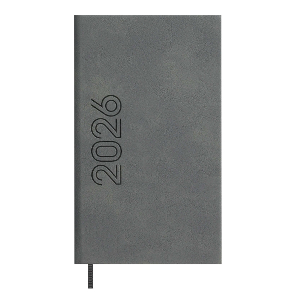 Еженедельник 85*145мм 2026 Escalada "Лозанж" тв.обл., иск.кожа, сшивка, серый 70360