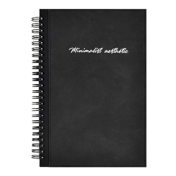 Записная книга А5 96л "Нубук" клетка, гребень, интегр.обл., иск.кожа, черный 67697 Escalada