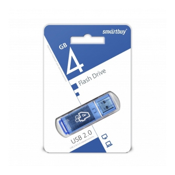Память Flash Drive 4Gb USB 2.0. Smartbuy Glossy series blue SB4GBGS-B