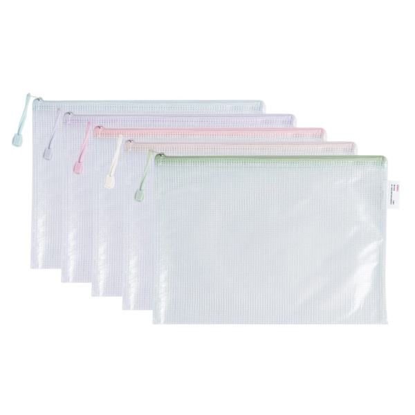 Папка на молнии А4, пластик, 230мкм, прозрач. ассорти "Colorful" 2052808 Deli