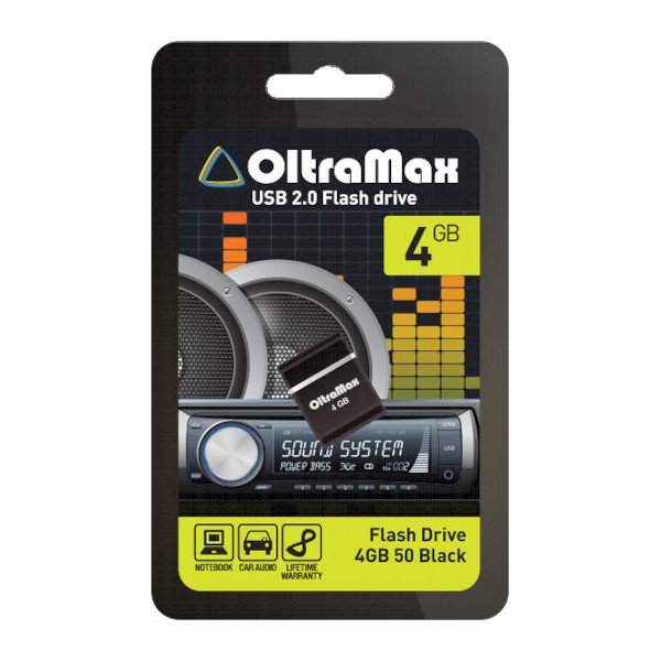 Память Flash Drive 4Gb USB 2.0. OltraMax 50 чёрный, mini