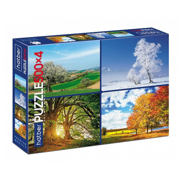 Пазлы 500+500+500+500 элем. "4в1. Времена года" А2 460*340мм Ч2000ПЗ2_28549 Hatber