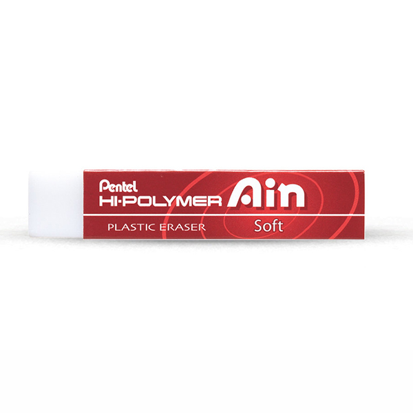 Ластик Pentel "Hi-Polymer. Ain Soft" прямоуг. 65*13,6*13,6мм, полимер, белый ZETS07