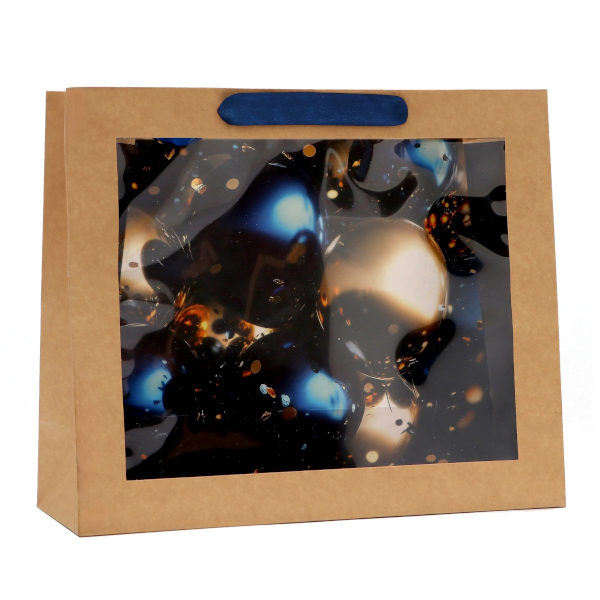 Пакет бумажный 26*31*11см "С окном. Шарики" крафт 10771773 Upak land