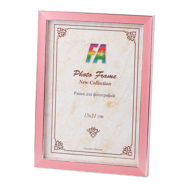 Фоторамка 15*21 пластик, розовый, вставка стекло "Акварель" 07580 Format-A