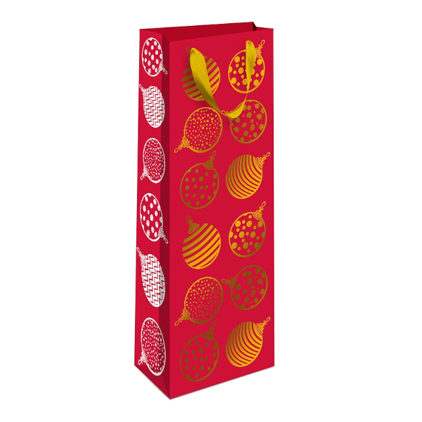 Пакет под бутылку 36*12*8,5см "Игрушки на красном" бумажный 1597.025 Арт Дизайн