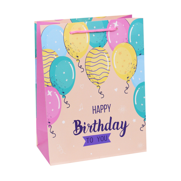 Пакет бумажный "Яркие шары на день рождения" мат.лам 18х23х10 см, ППК-1824 Dream Cards