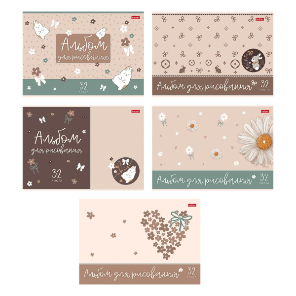 Альбом для рис 32л А4 "Cute sharm" 100/м2, скоба, картон, ассорти 32А4тВ Hatber