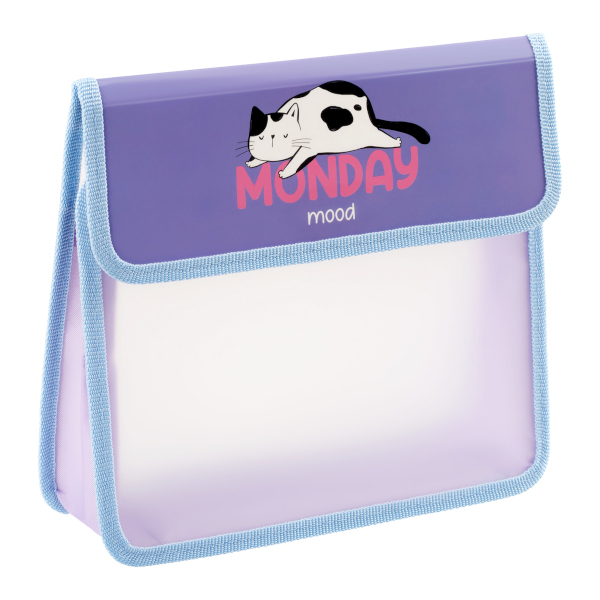 Папка для тетрадей А5 2отд., пластик, липучка "Monday Cat" ПТ-95_58190 ArtSpace