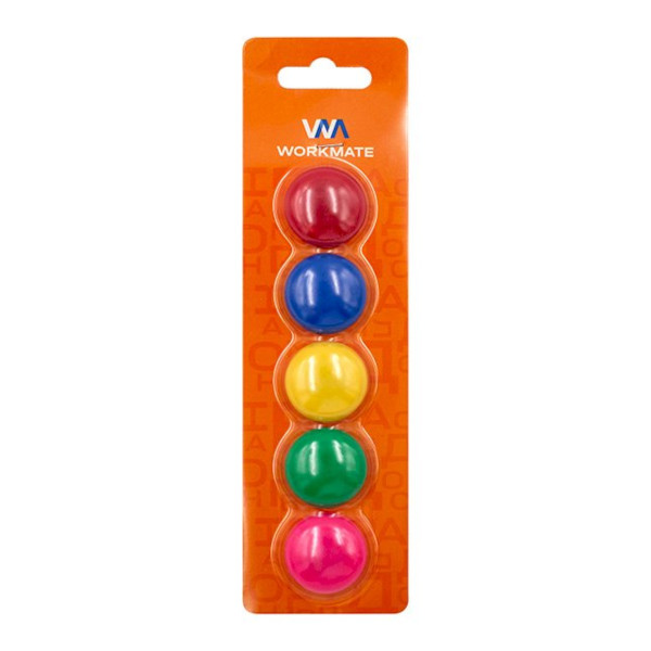 Магнит для белой доски 30мм, 5шт, круглый, ассорти 14-6382 Workmate