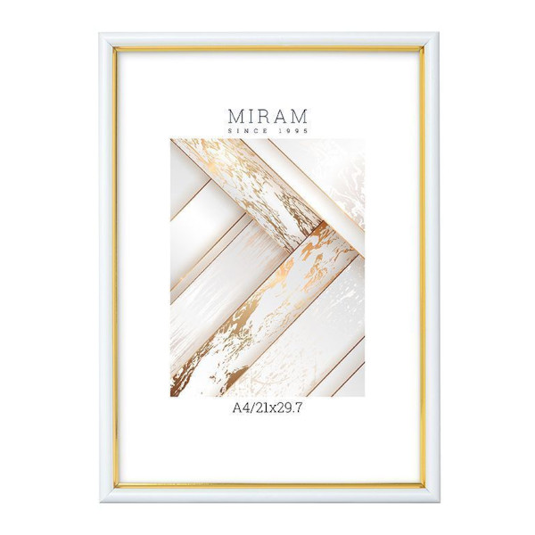Фоторамка 21*29,7 пластик, багет 20мм, белый, вставка пластик 641561-А4 МИРАМ