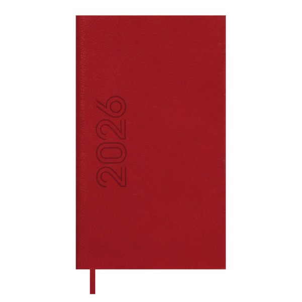 Еженедельник 85*145мм 2026 Escalada "Лозанж" тв.обл., иск.кожа, сшивка, красный 70357