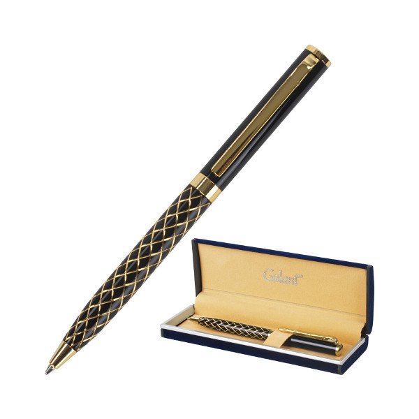 Ручка шар Galant "Klondike" синяя, корпус золот./чёрный, детали золотистые, 0,7мм 141357