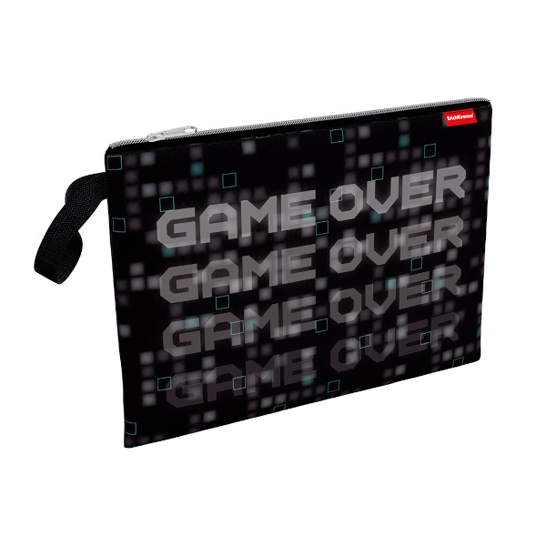 Папка для тетрадей А4 1отд., текстиль, молния, петля "Game Over" 54633 Erich Krause