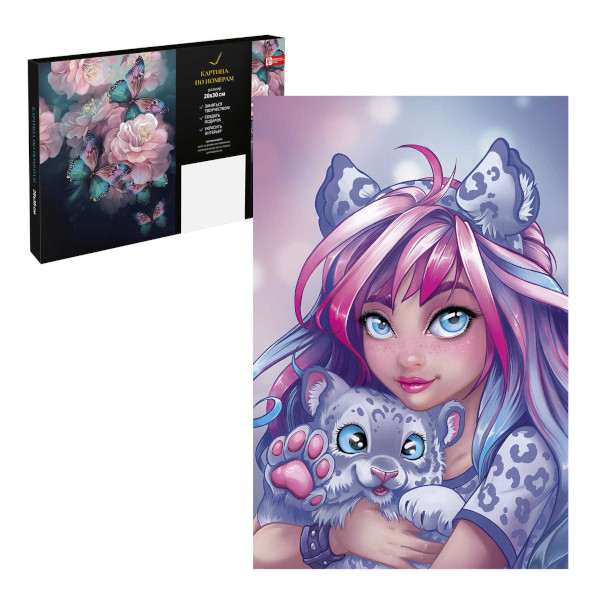 Картина по номерам Феникс+ 20*30см "Девушка с барсом" 67916