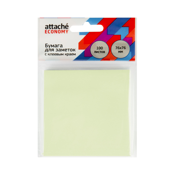 Липкий блок Attache "Economy" 76*76мм 100л пастель зеленый 1407986