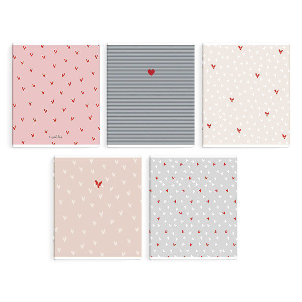 Тетрадь 48л А5+ клетка "С любовью" картон, ассорти 70893 Феникс+